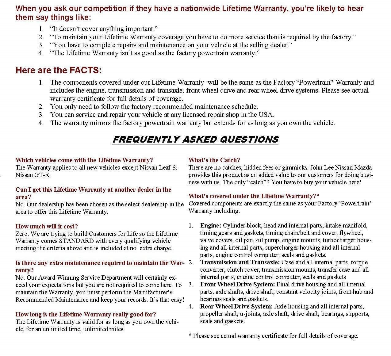 Frequently Asked Lifetime Warranty Questions Panama City, Florida