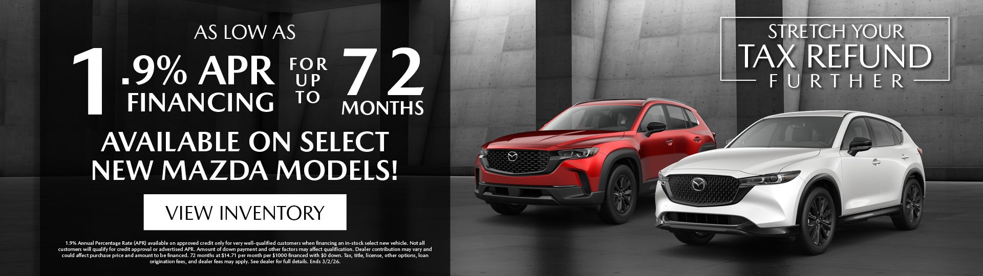 As Low As 1.9% APR Financing On Select Models! 