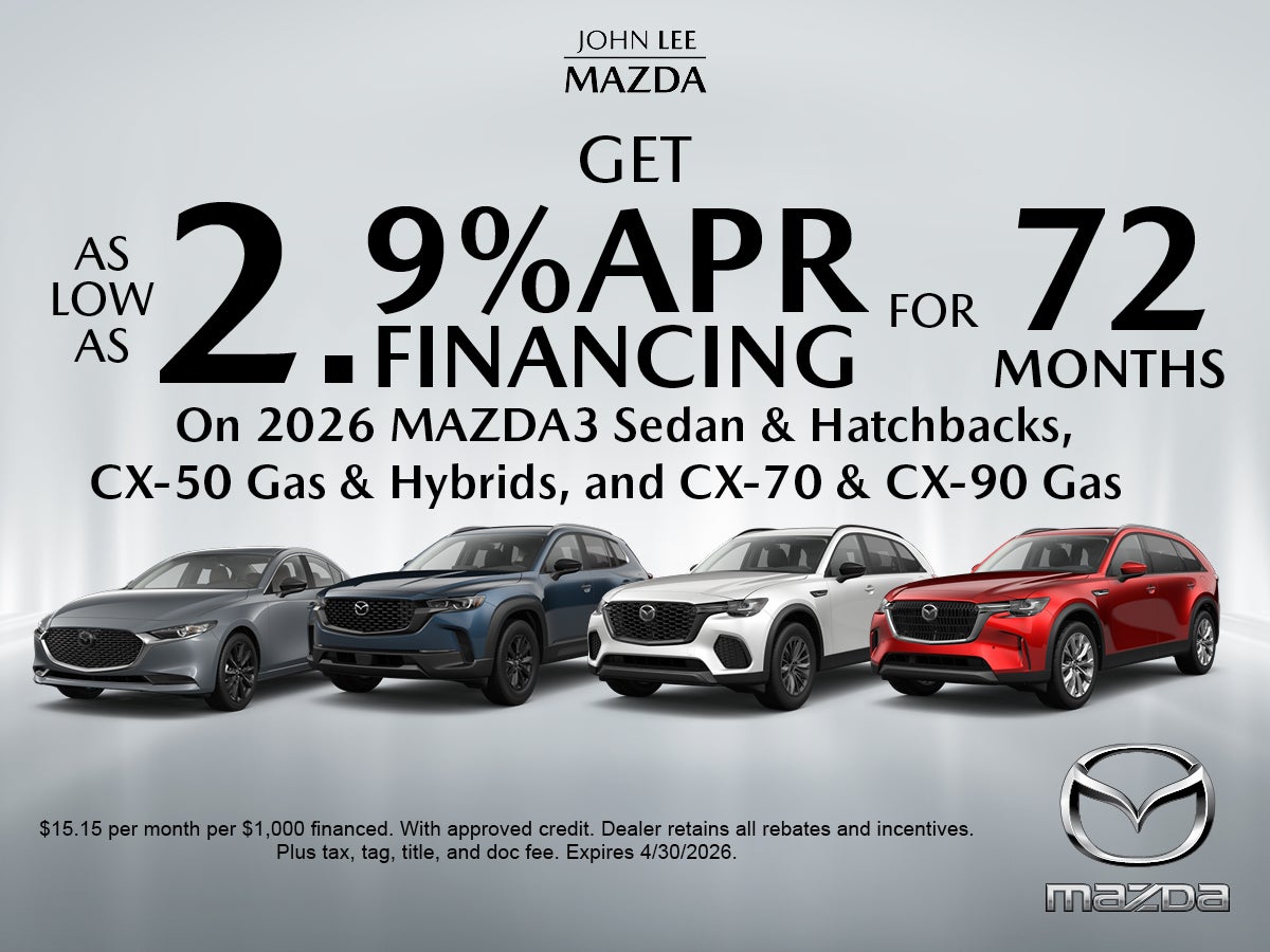 As Low As 2.9% APR Financing for 72 Months