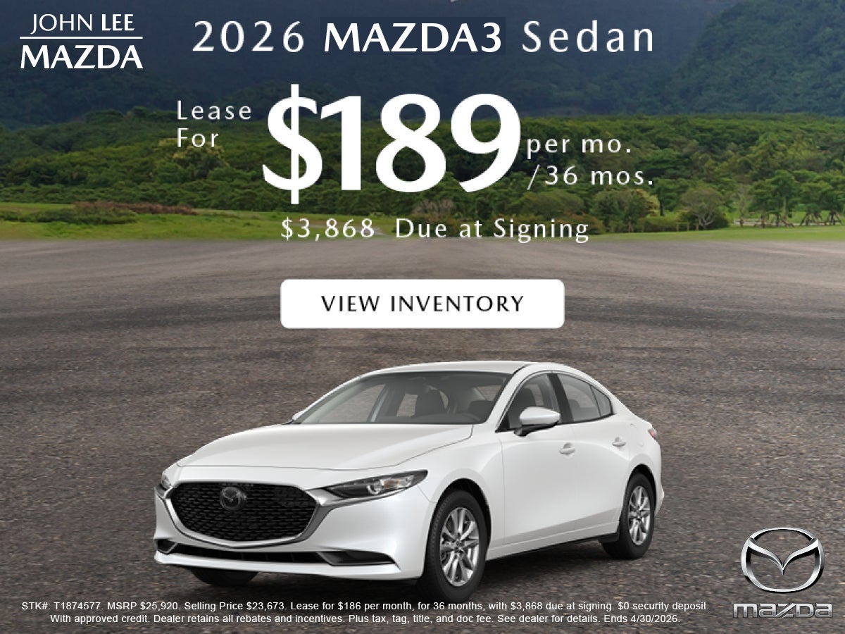 Lease For $189/mo. with $3,868 Due at Signing- 2026 MAZDA3