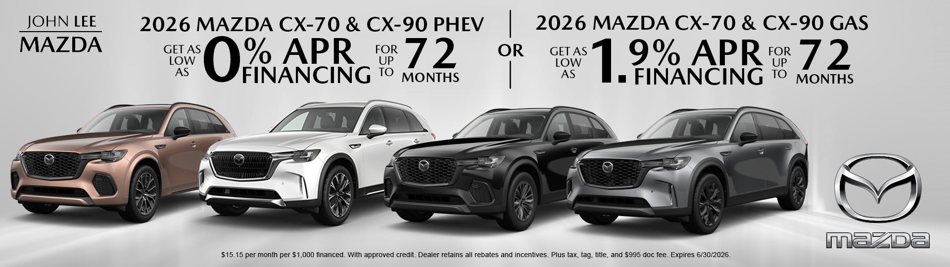 2026 MAZDA CX-70 & CX-90 PHEV/GAS