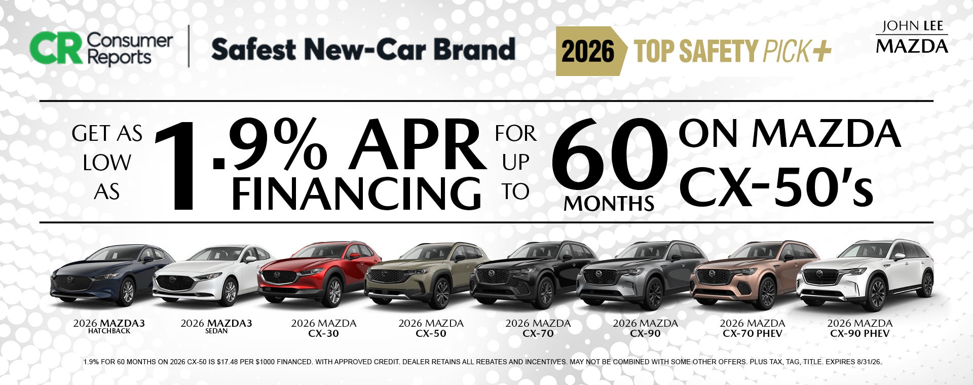 Consumer reports names Mazda the 2026 top safety pick!