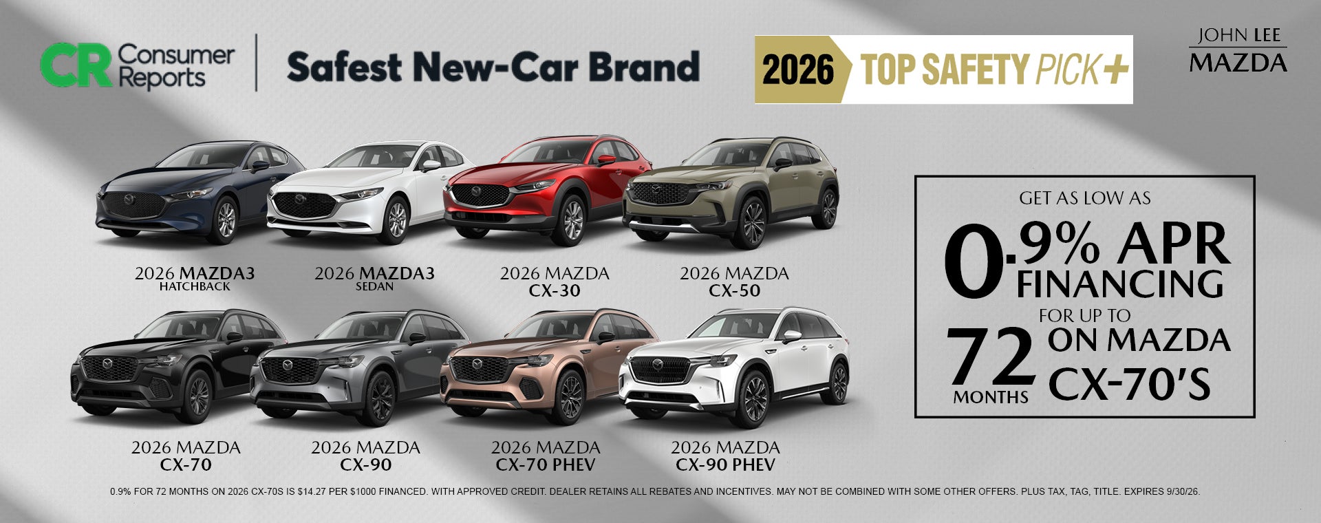 AS LOW AS 0.9% APR FINANCING FOR 72 MONTHS! 